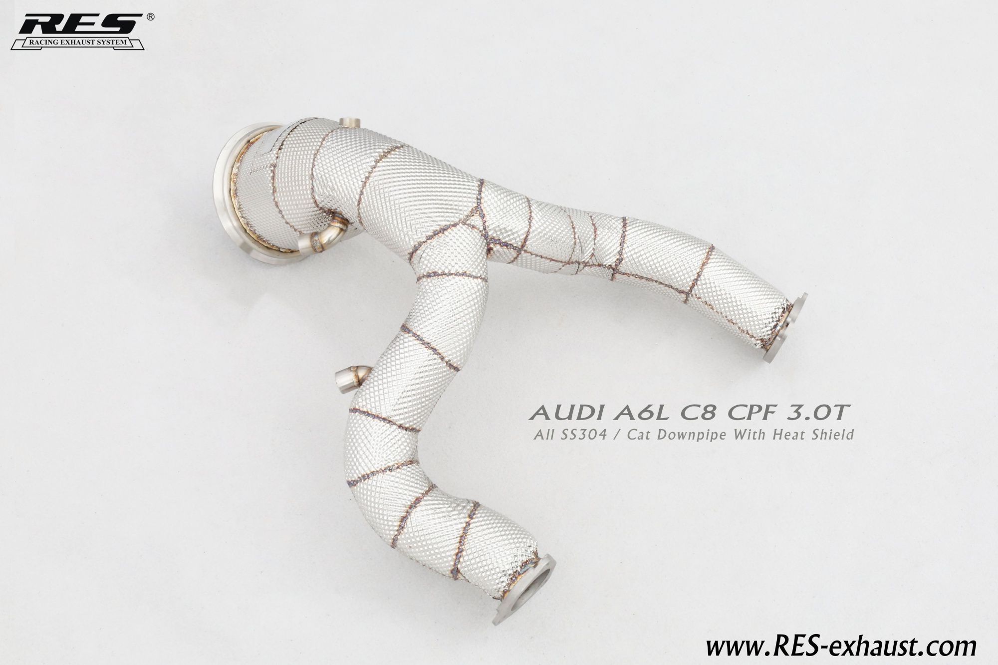 Audi A6 C8 3.0T All SS304 / Cat Downpipe With Heat Shield