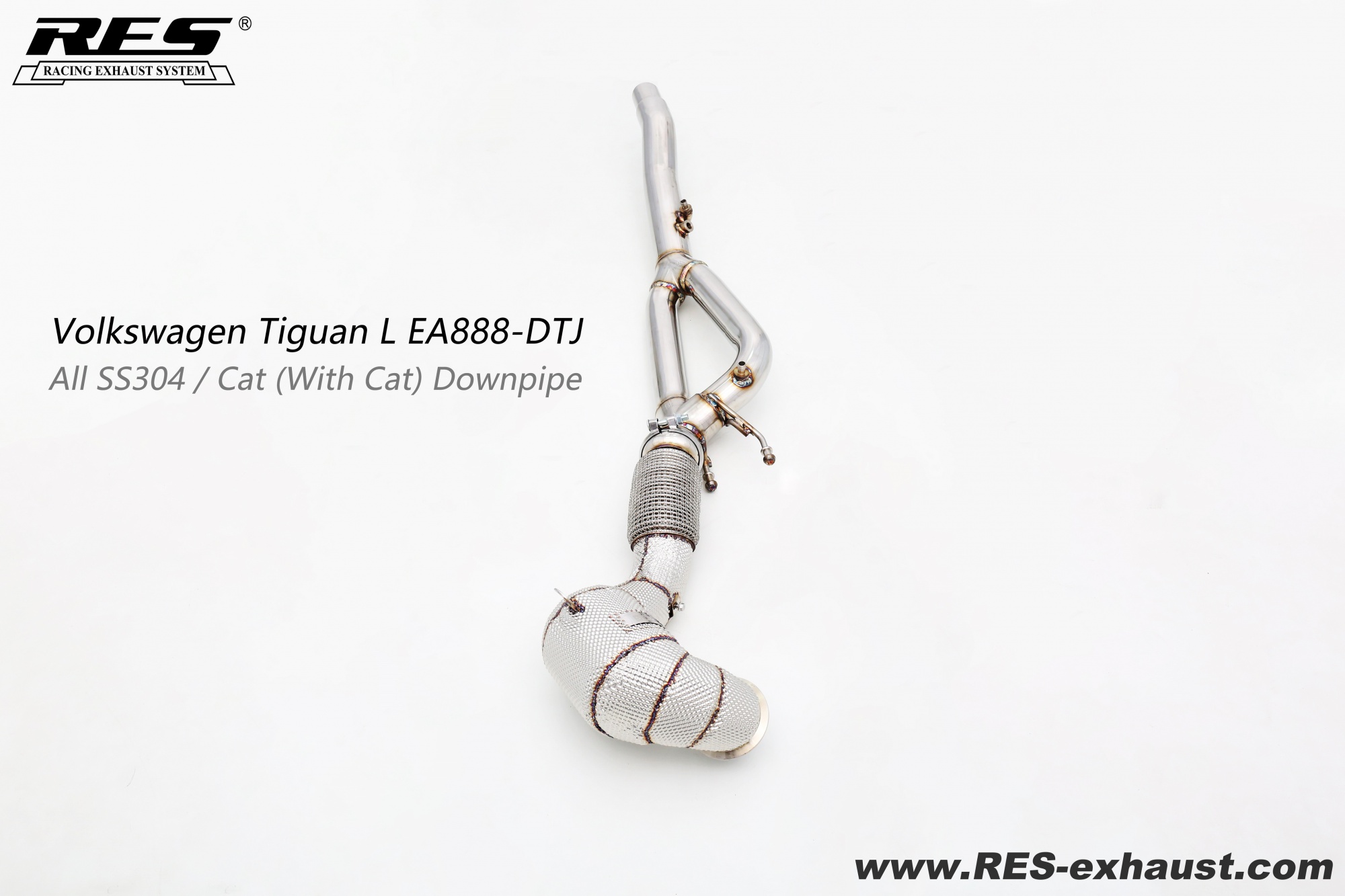 Volkswagen Tiguan L All SS304 / Cat Downpipe With Heat Shield