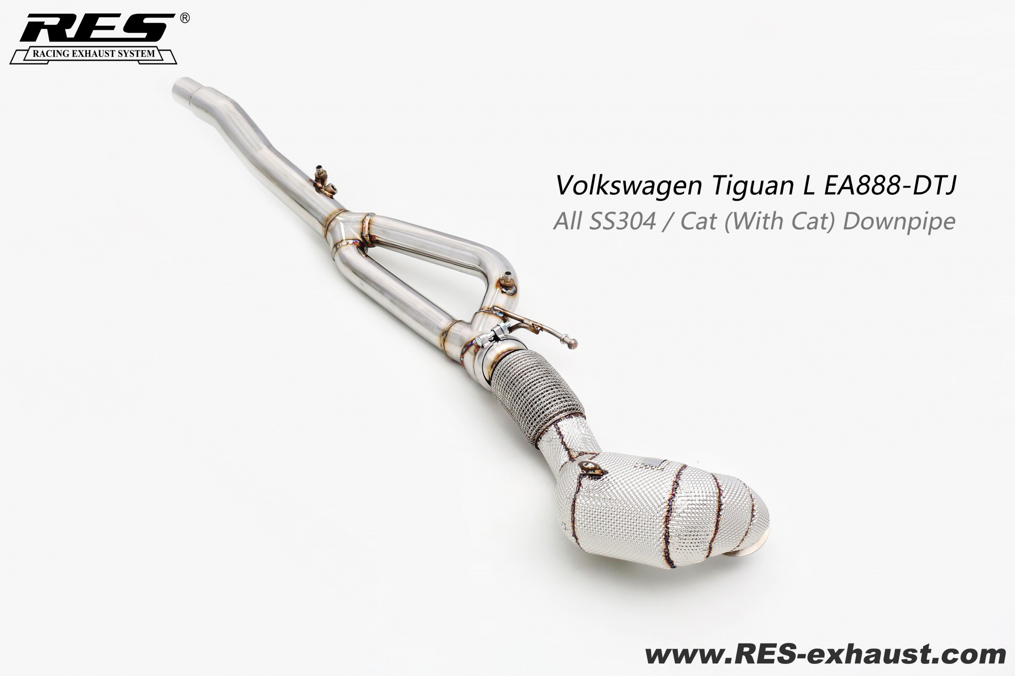 Volkswagen Tiguan L All SS304 / Cat Downpipe With Heat Shield
