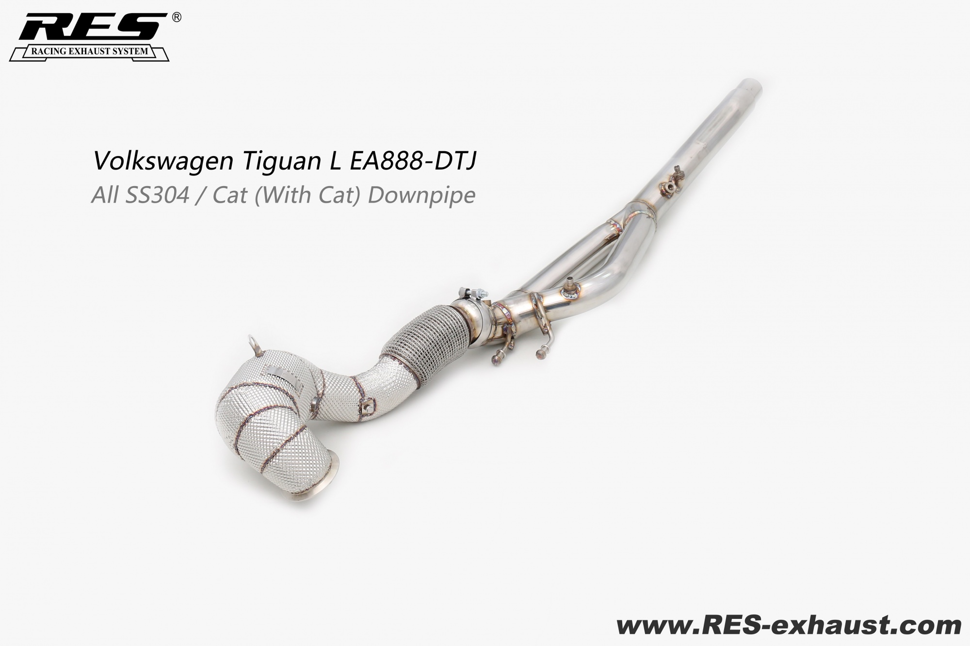 Volkswagen Tiguan L All SS304 / Cat Downpipe With Heat Shield