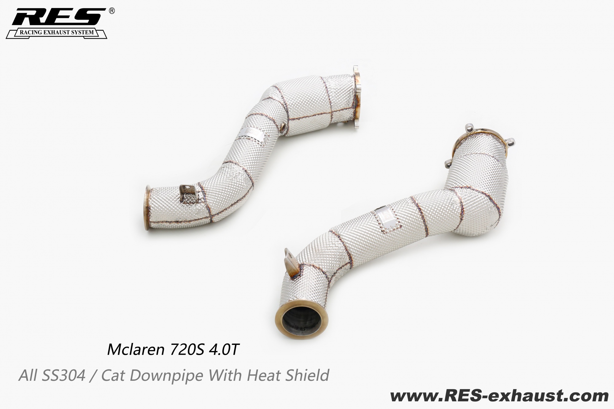 Mclaren 720S All SS304 / Cat Downpipe With Heat Shield