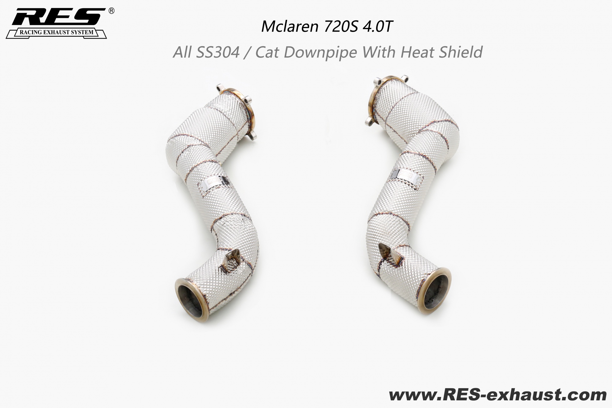 Mclaren 720S All SS304 / Cat Downpipe With Heat Shield