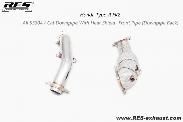 Honda Civic Type-R FK2 All SS304 / Cat Downpipe With Heat Shield+ Front Pipe