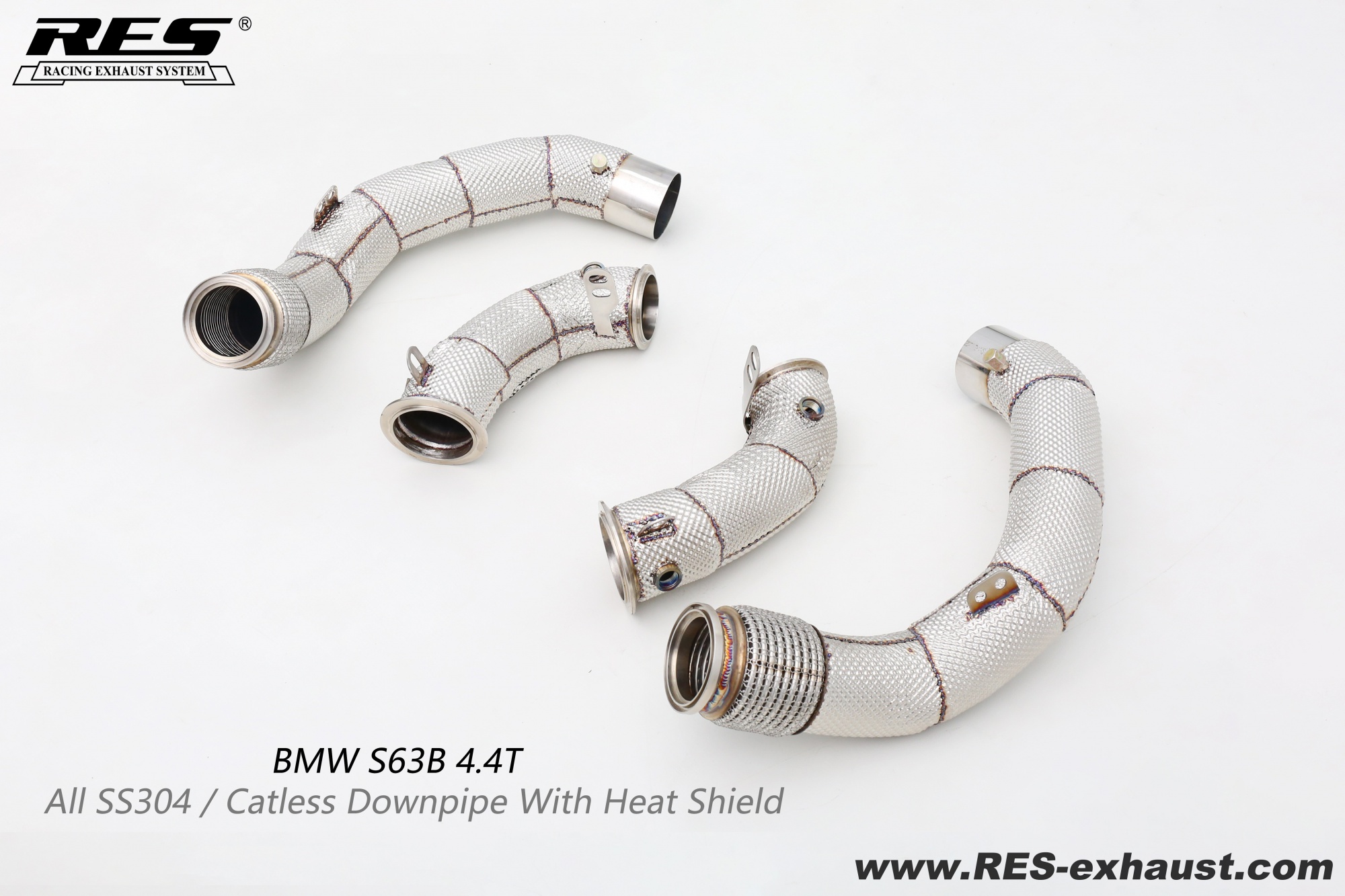 BMW F90 All SS304 / Cat Downpipe With Heat Shield