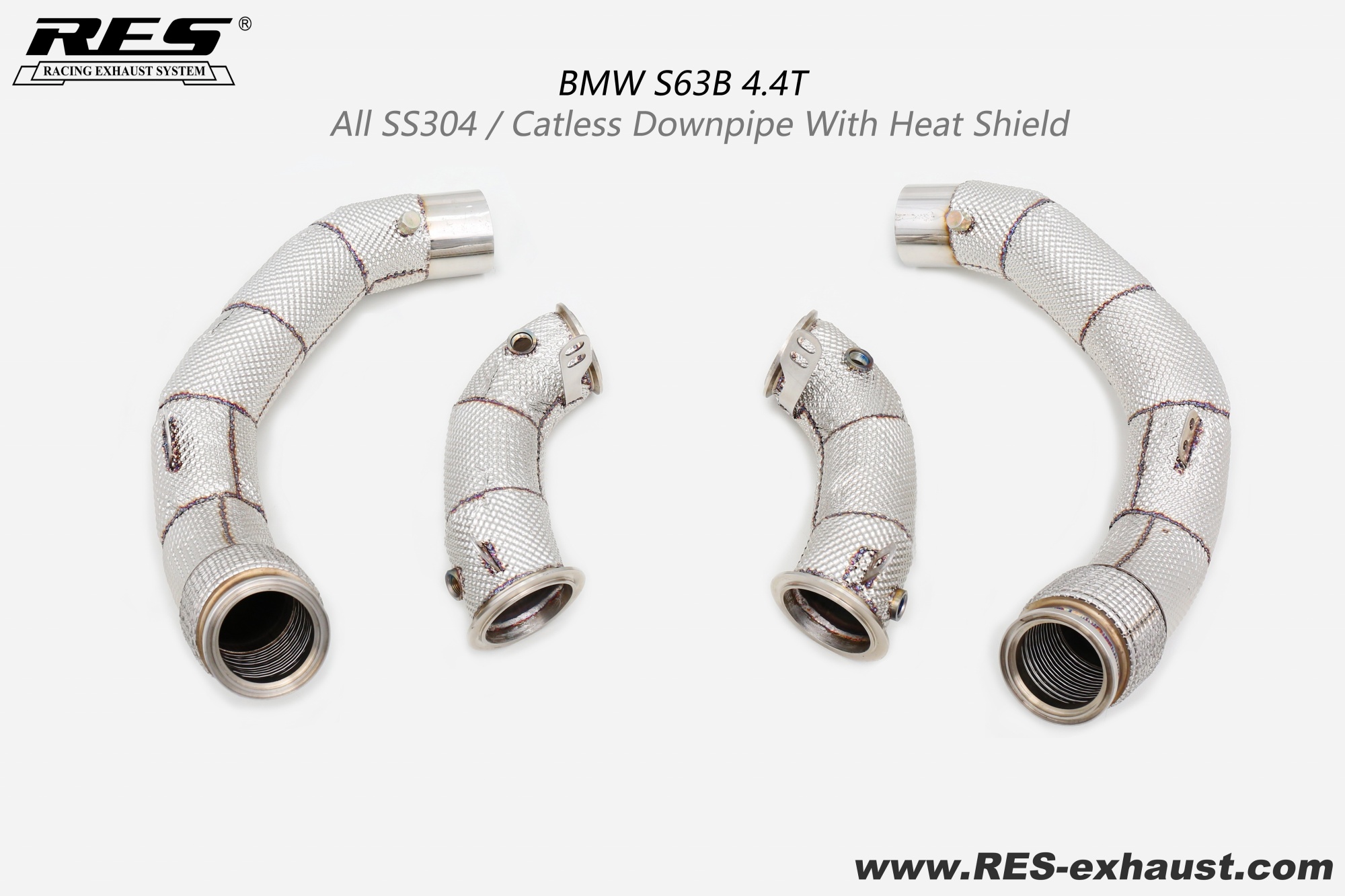 BMW F90 All SS304 / Cat Downpipe With Heat Shield