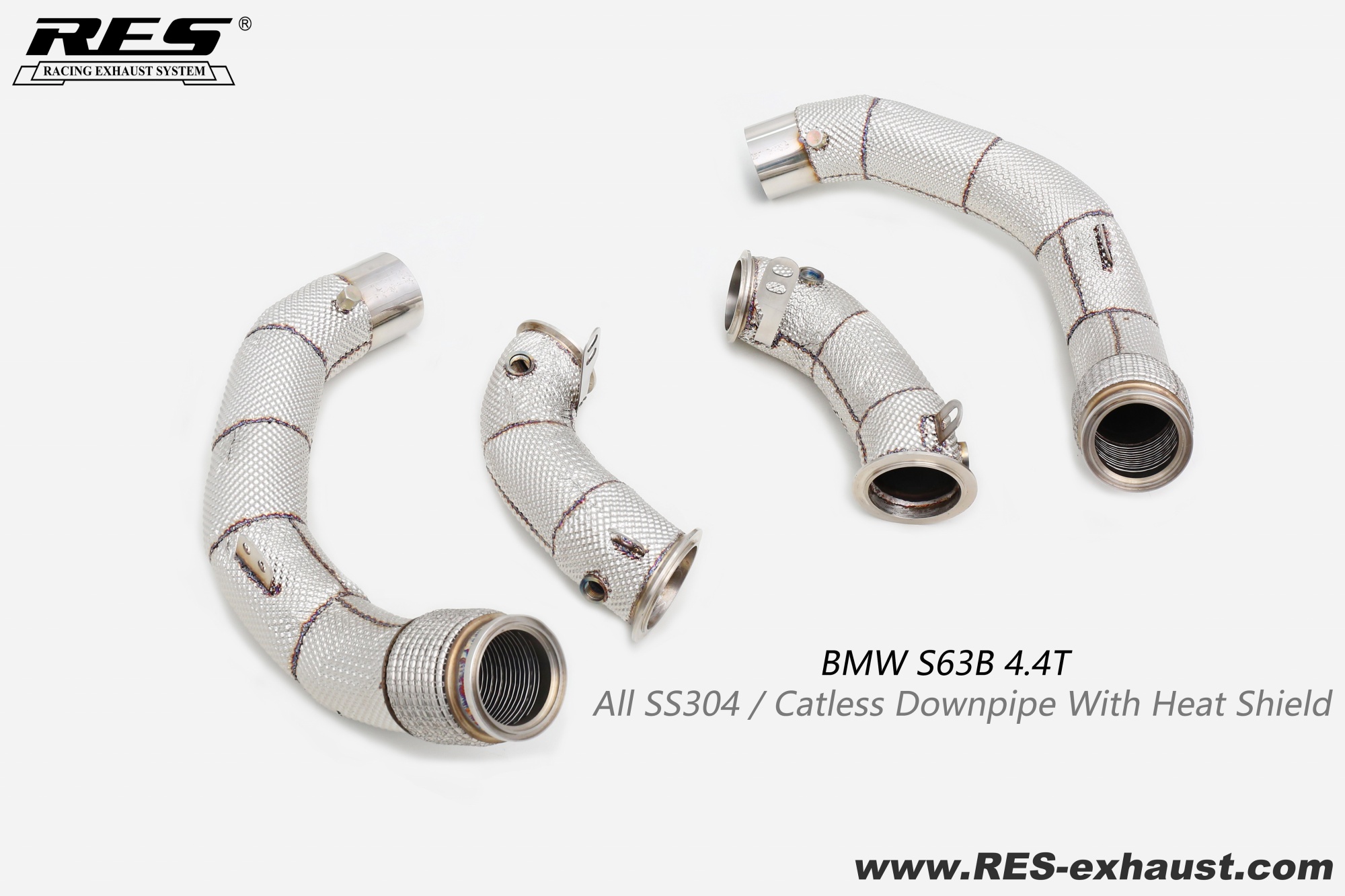 BMW F90 All SS304 / Cat Downpipe With Heat Shield