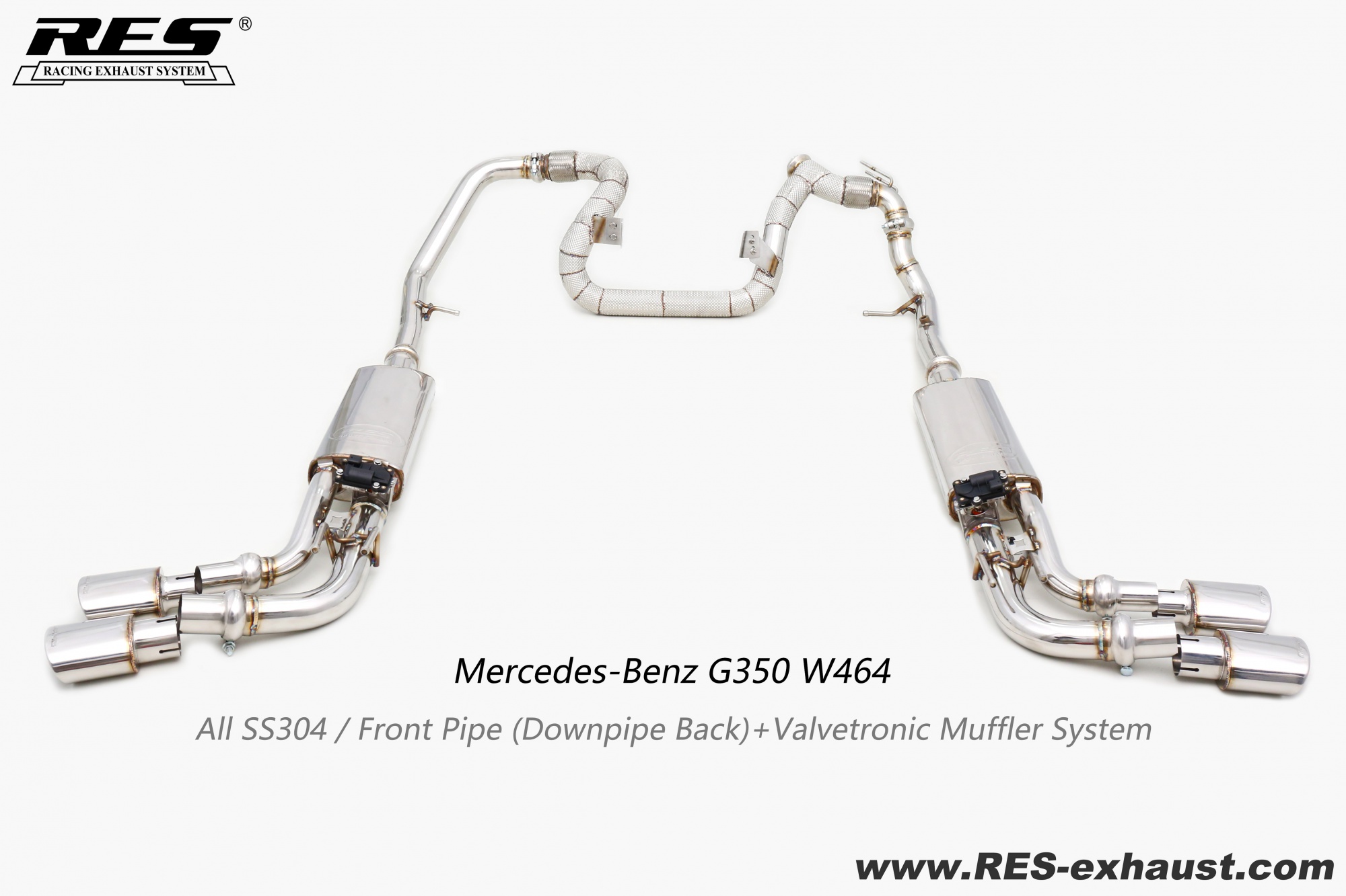 Mercedes-Benz G350 All SS304 / Front Pipe （Downpipe Back）+Valvetronic Muffler System