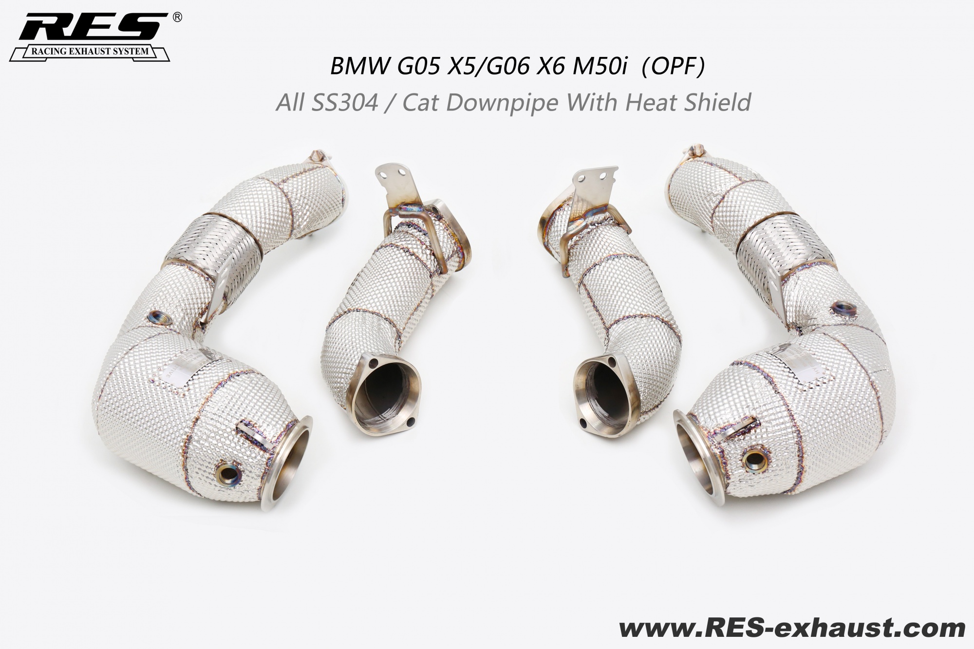 BMW X5 G05 All SS304 / Cat Downpipe With Heat Shield