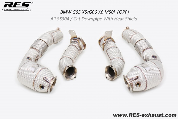BMW X5 G05 All SS304 / Cat Downpipe With Heat Shield