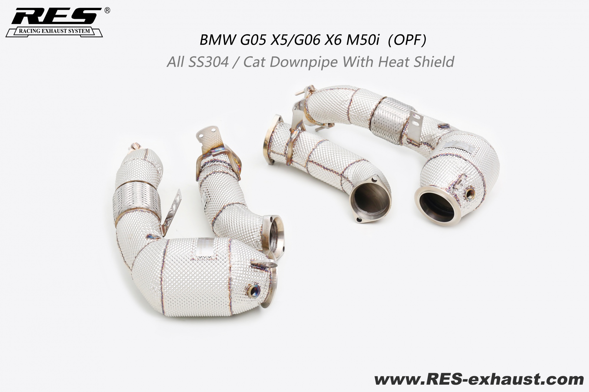 BMW X5 G05 All SS304 / Cat Downpipe With Heat Shield