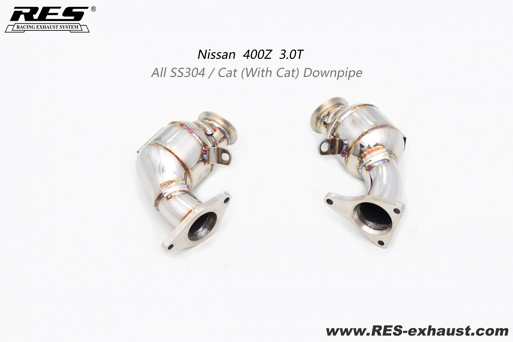 Nissan 400Z 3.0T All SS304 / Cat （With Cat） Downpipe
