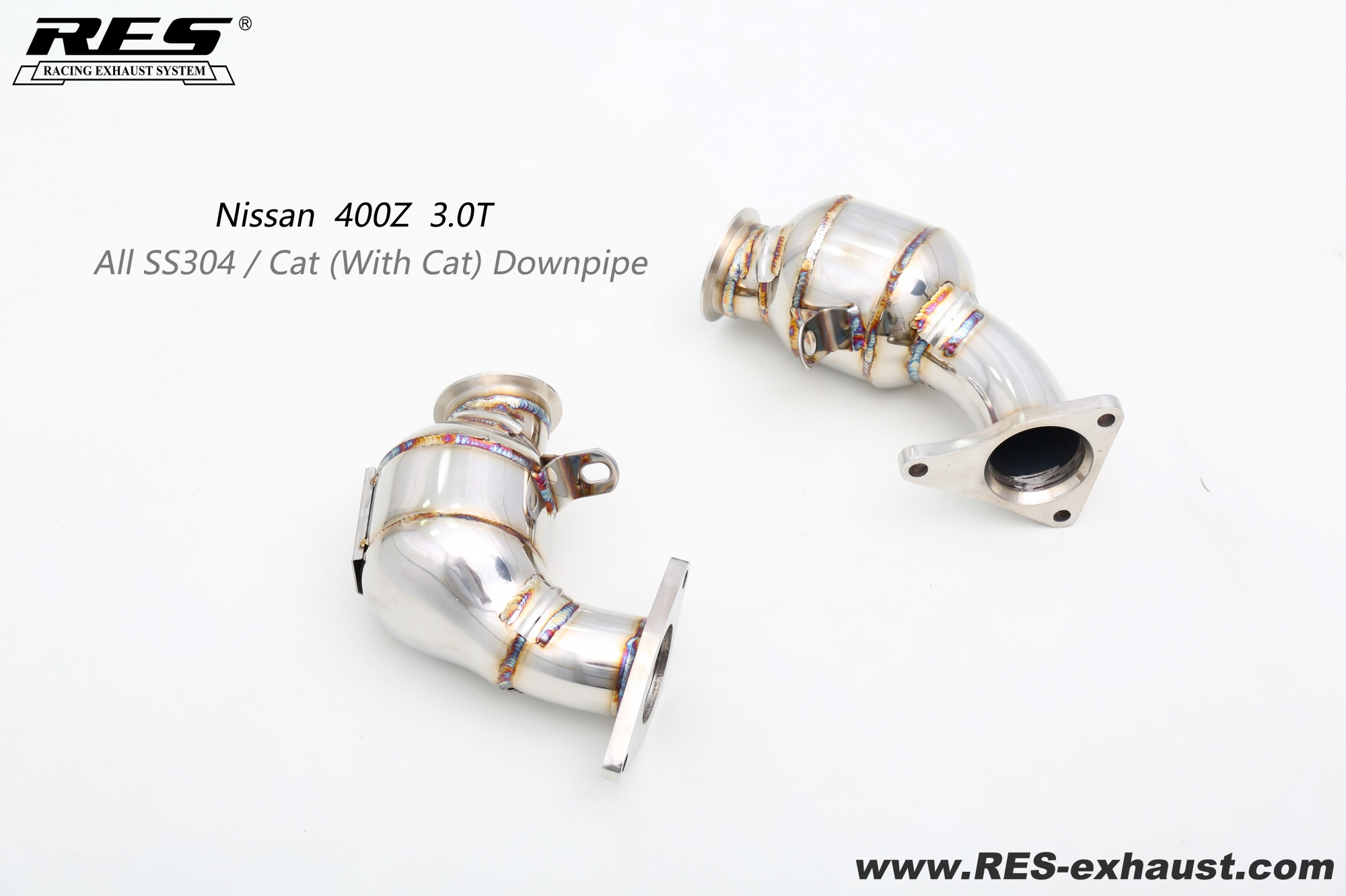 Nissan 400Z 3.0T All SS304 / Cat （With Cat） Downpipe