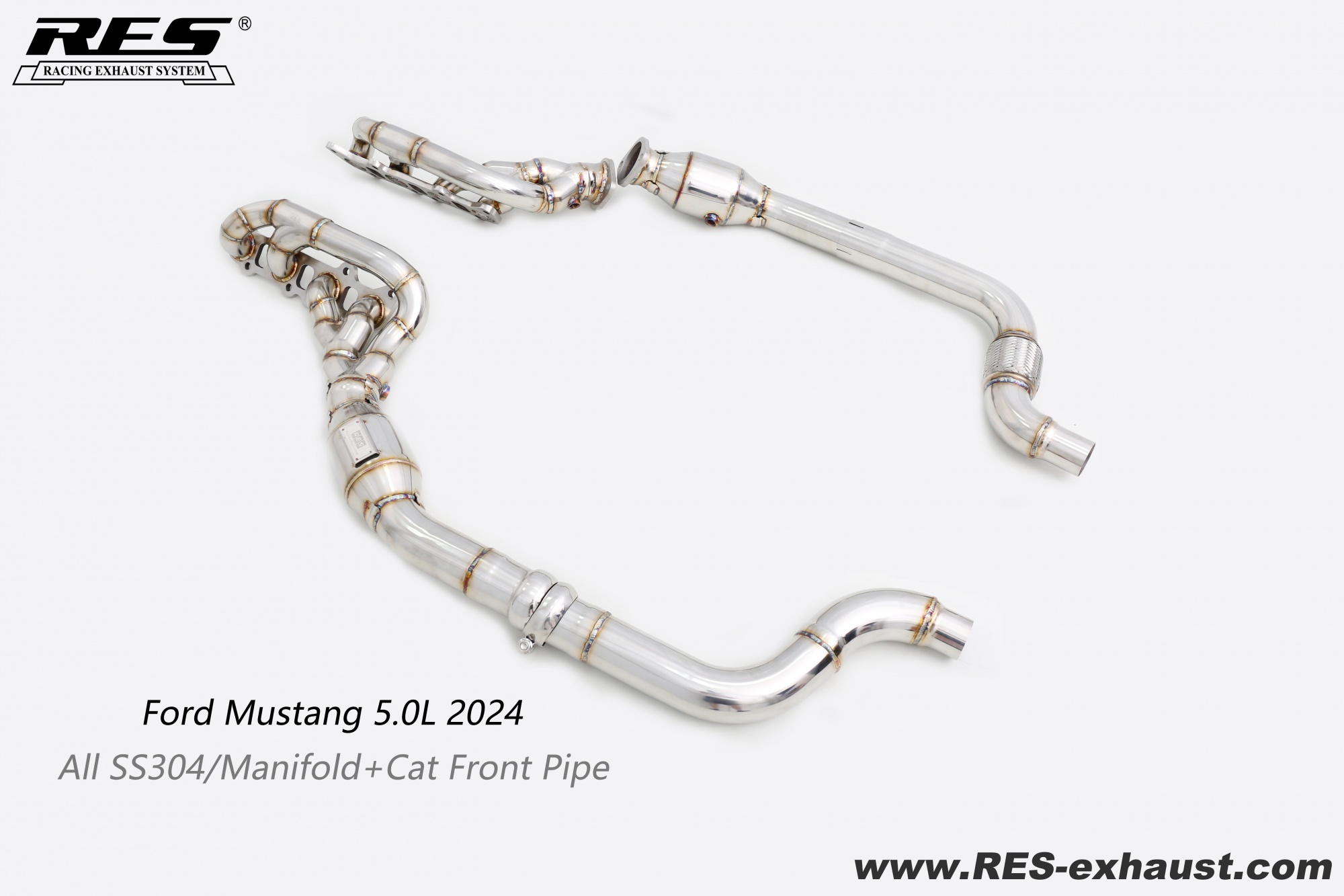 Ford Mustang 5.0L Ford Mustang 5.0L 2024 All SS304/Manifold+Cat Front Pipe
