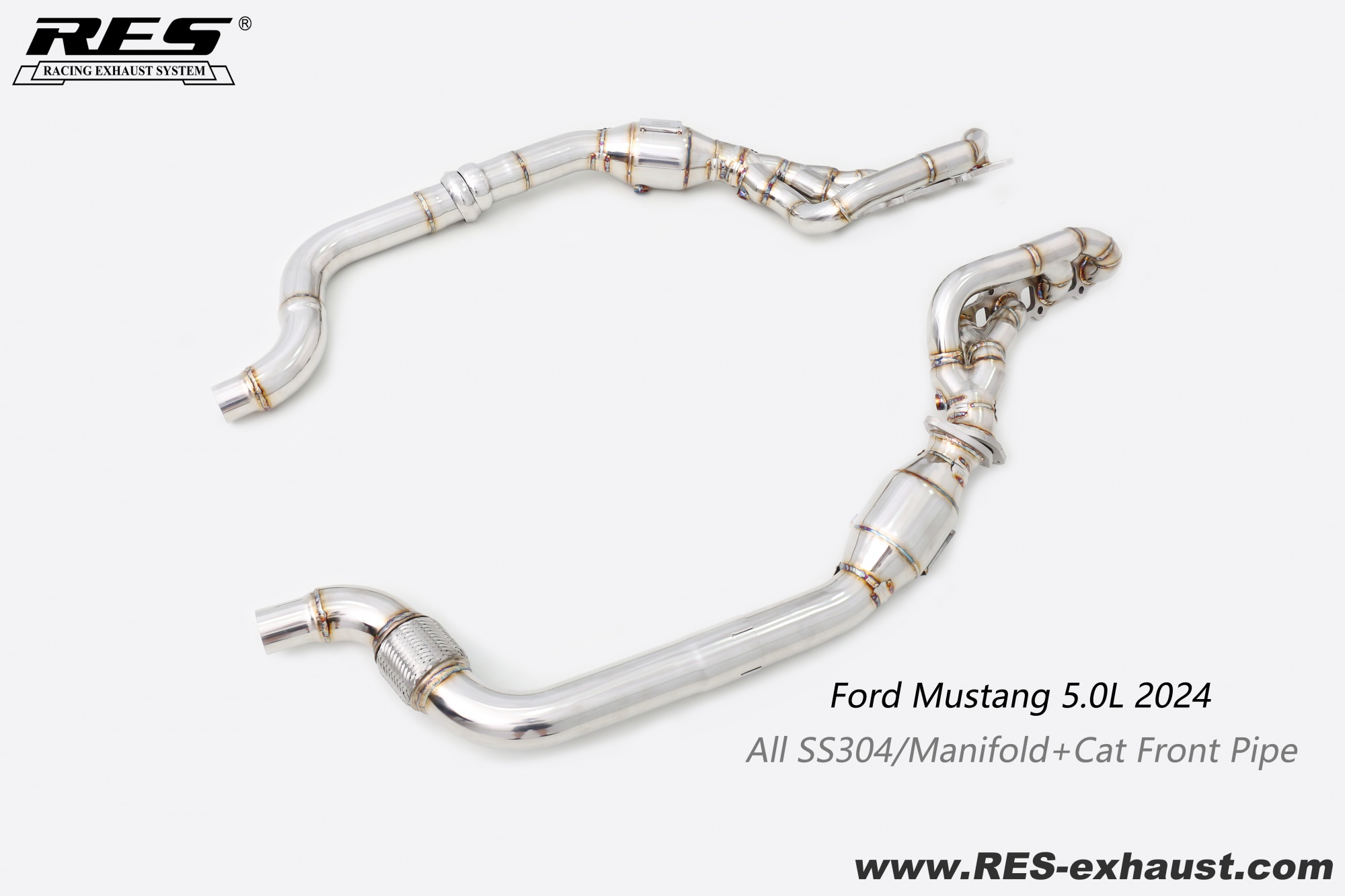 Ford Mustang 5.0L Ford Mustang 5.0L 2024 All SS304/Manifold+Cat Front Pipe