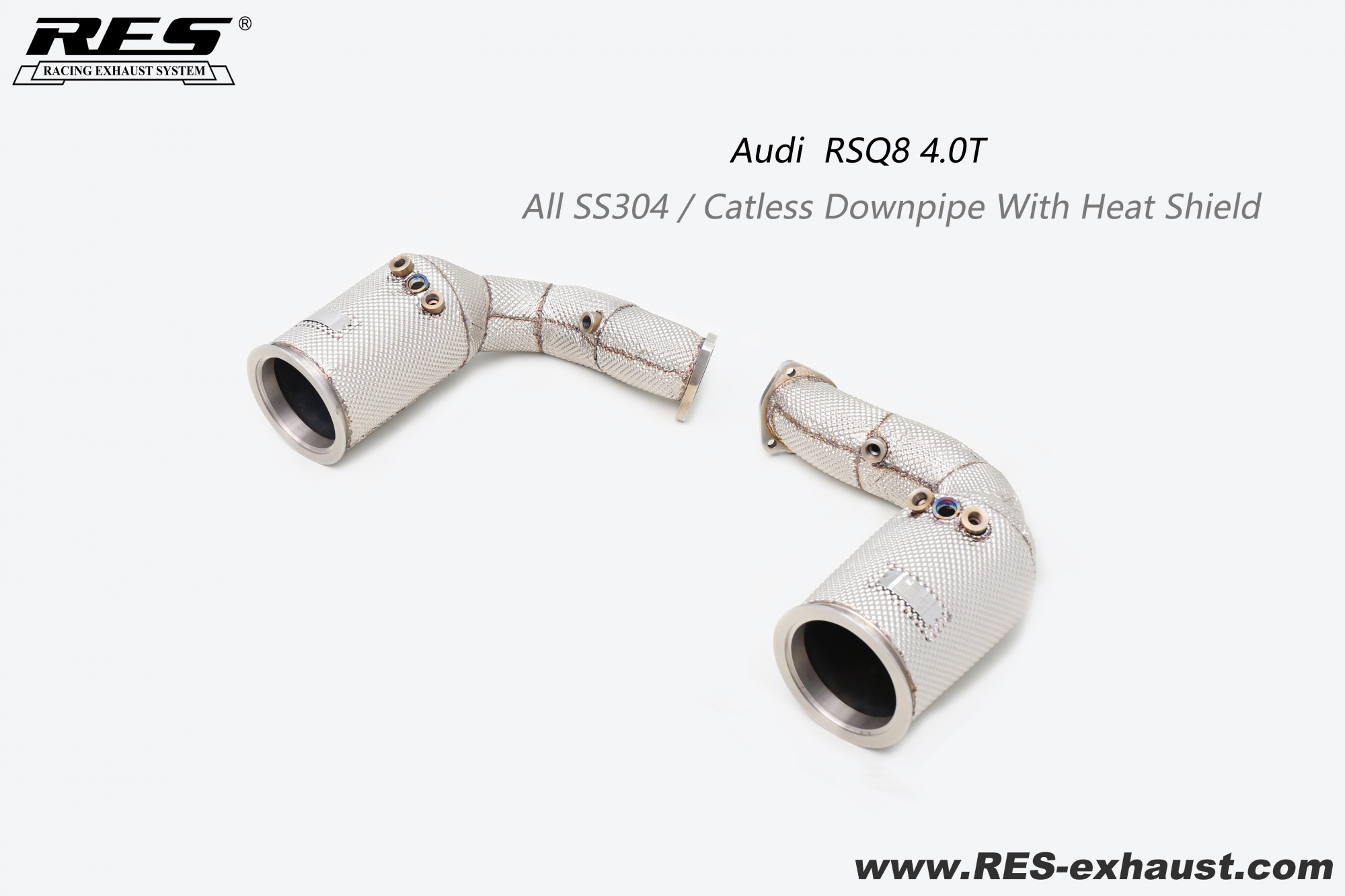 Audi  RSQ8 4.0T All SS304 / Catless Downpipe With Heat Shield