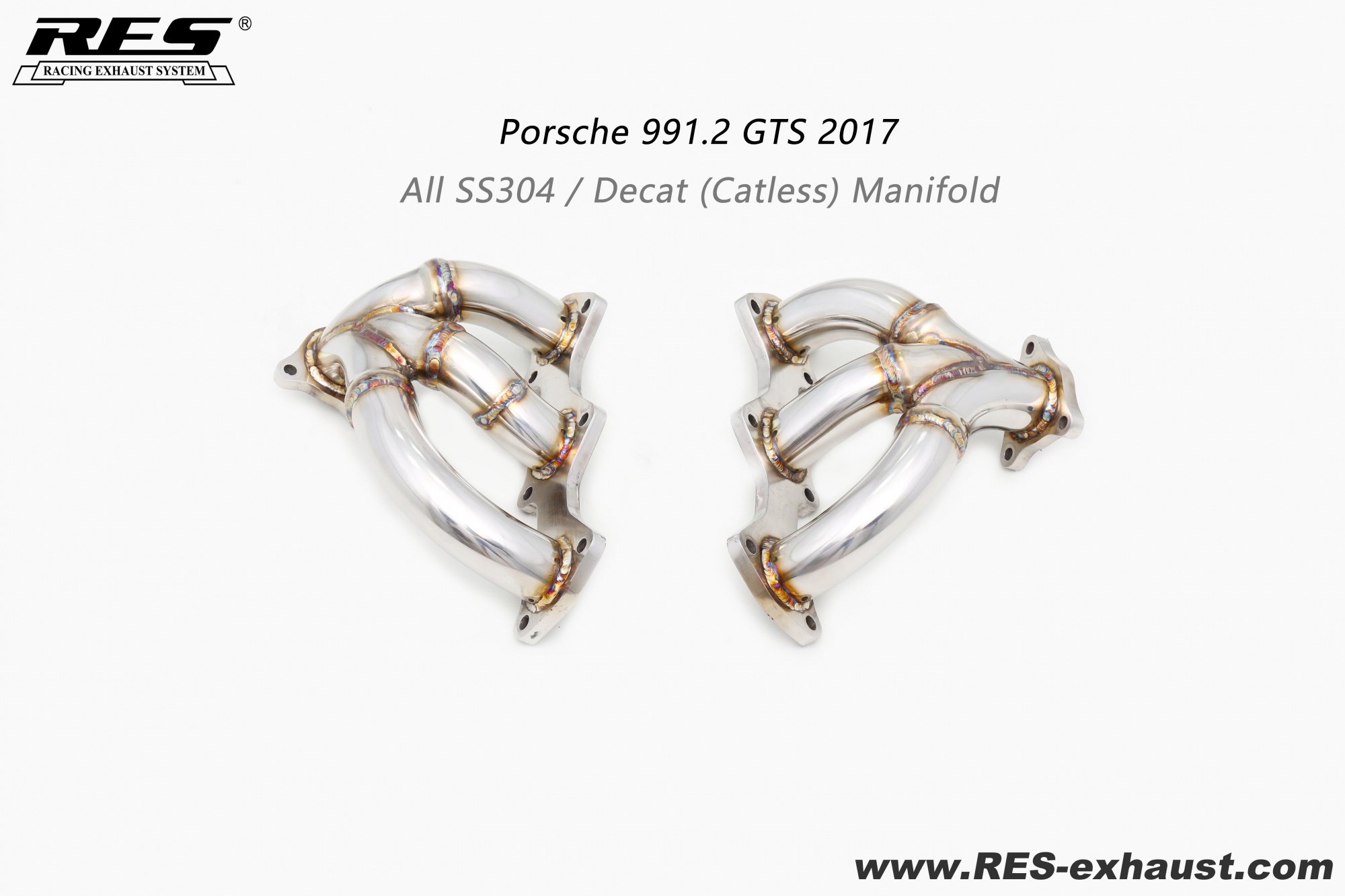 Porsche 991.2 GTS  All SS304 / Decat （Catless） Manifold