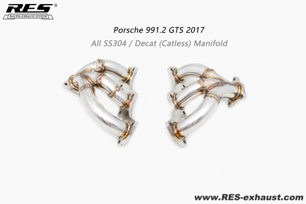 Porsche 991.2 GTS  All SS304 / Decat (Catless) Manifold