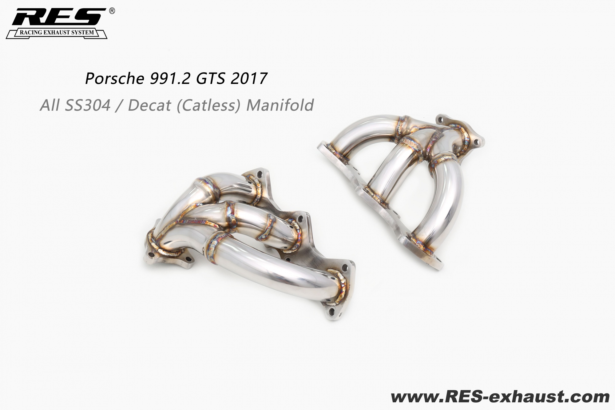 Porsche 991.2 GTS  All SS304 / Decat （Catless） Manifold