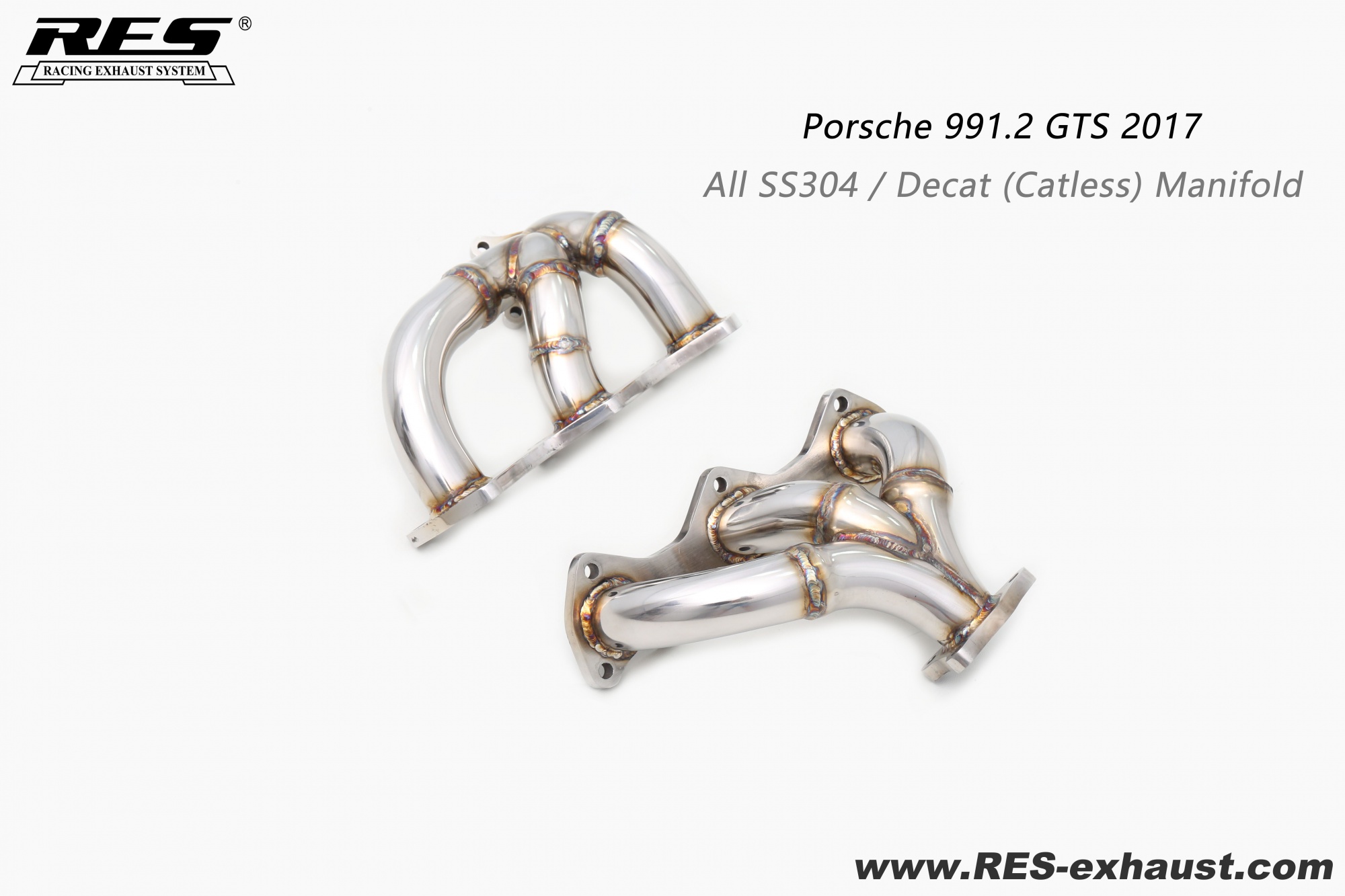 Porsche 991.2 GTS  All SS304 / Decat （Catless） Manifold
