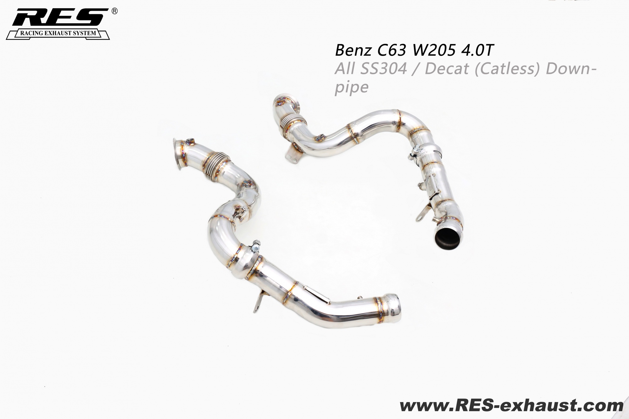 Mercedes Benz C63 W205 All SS304 / Decat （Catless） Downpipe