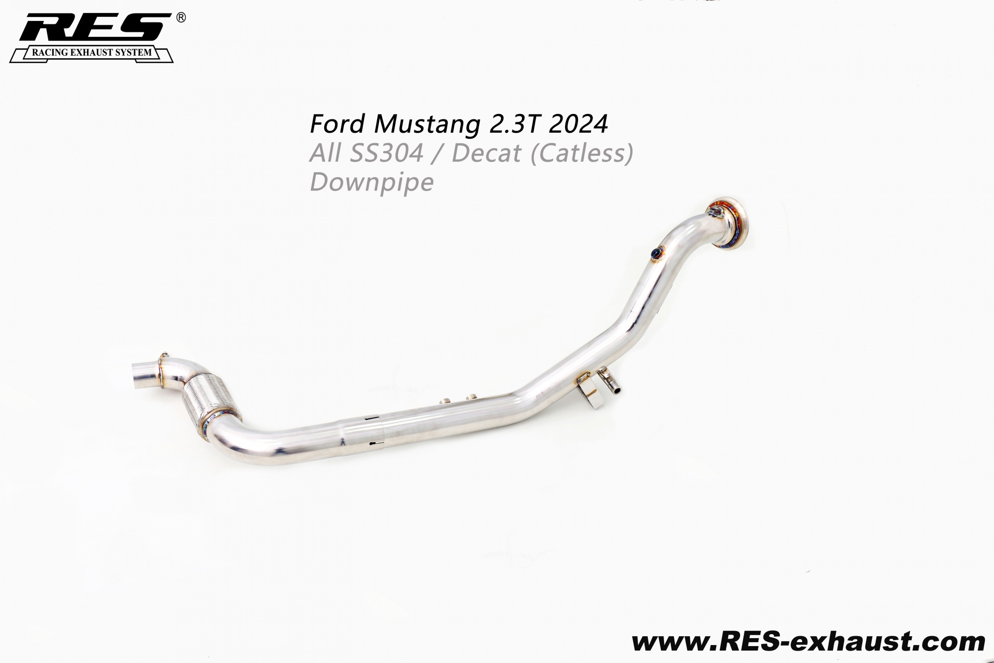 Ford Mustang 2.3T All SS304 / Decat （Catless） Downpipe