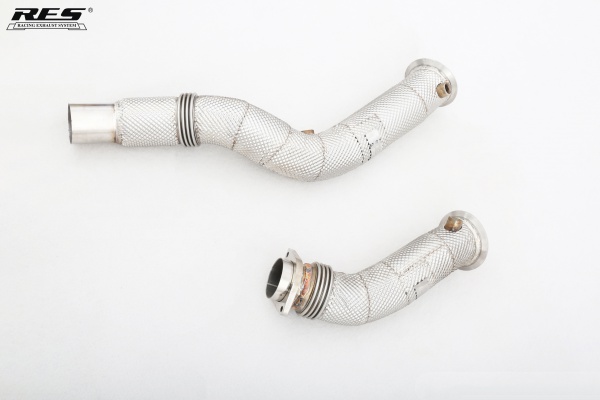 BMW S55 3.0T All SS304 / Catless Downpipe With Heat Shield