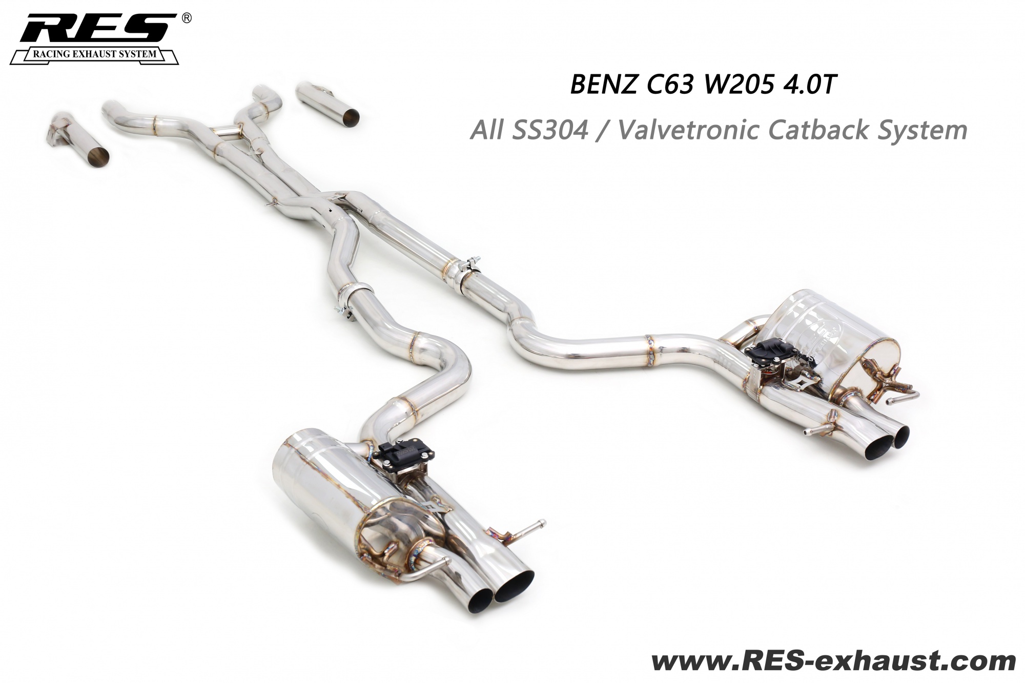 BENZ C63 W205 All SS304 / Valvetronic Catback System