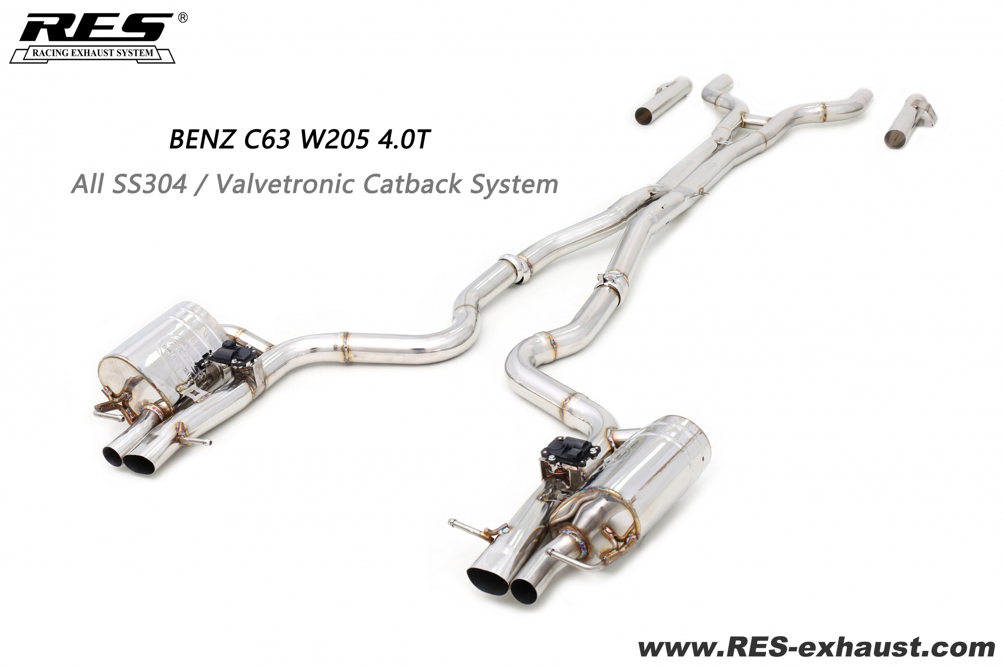 BENZ C63 W205 All SS304 / Valvetronic Catback System
