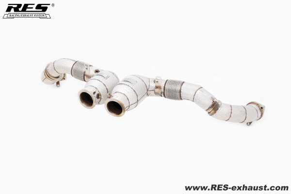 BMW F9X X5M/X6M 2024 All SS304 / Cat Downpipe With Heat Shield 