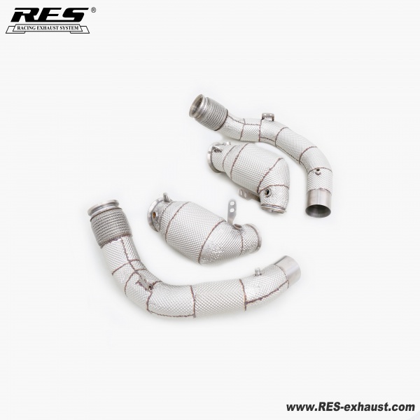 BMW M8 F91/F92/F93 4.4T All SS304 / Cat Downpipe With Heat Shield 