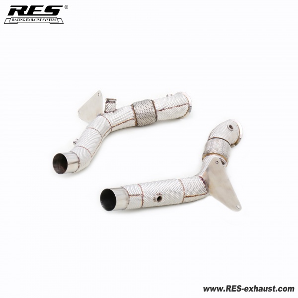 Ferrari F8 3.9T All SS304 / Catless Downpipe With Heat Shield  