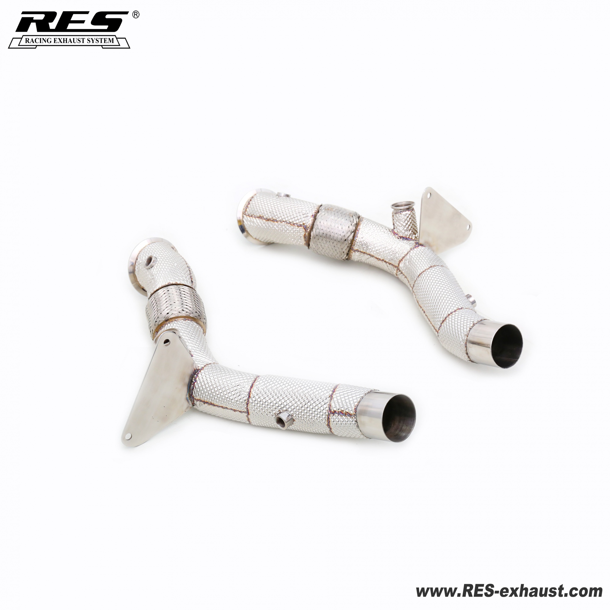 Ferrari F8 3.9T All SS304 / Catless Downpipe With Heat Shield  