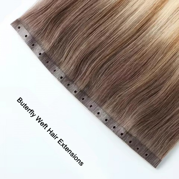 Seamless butterfly weft new design twin tab hole weft hair extensions