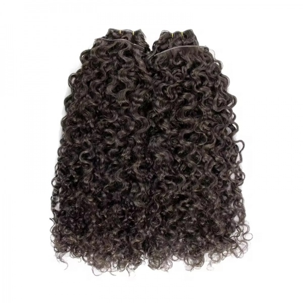 Double drawn genius weft kinky curly hair extension
