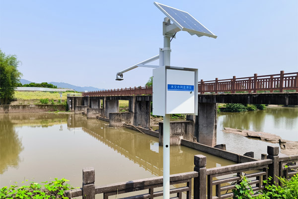 Field Installation Photo of Radar Water Level Gauge in River Channel
