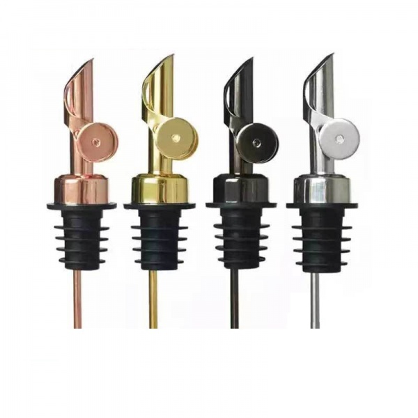 BSCI Certified Factory Hot Sell 12cm Weighted Oil Pourer, Self Closing Spout, 4 Colors Available Siver/Gold/Red/Green