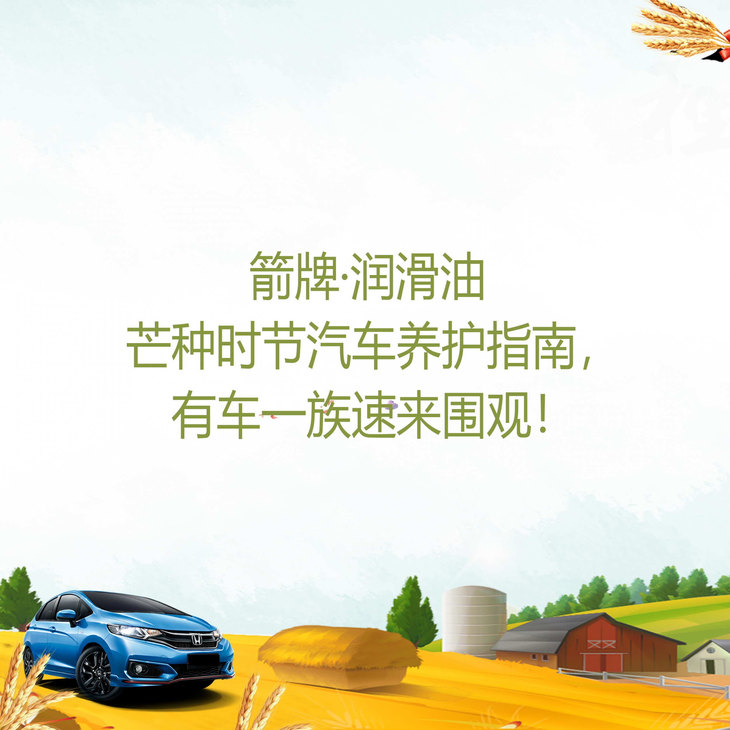 箭牌·润滑油 | 芒种时节献上汽车养护指南，有车一族速来围观！