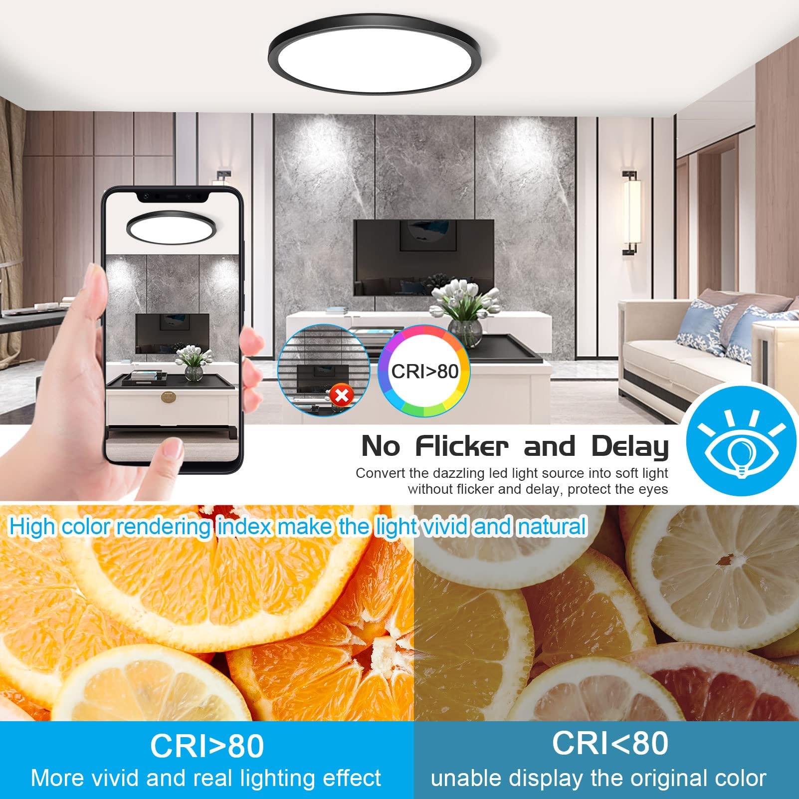LED Flush Mount Ceiling Light Fixture Traic dimmable 