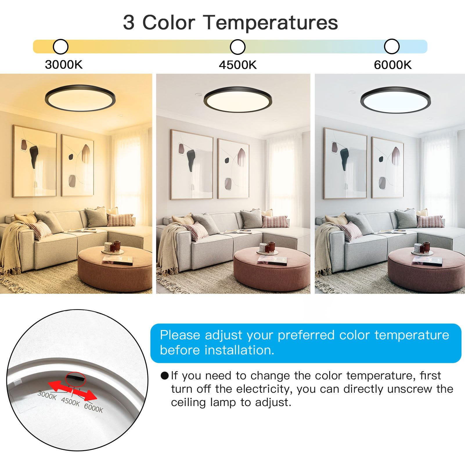 LED Flush Mount Ceiling Light Fixture Traic dimmable 