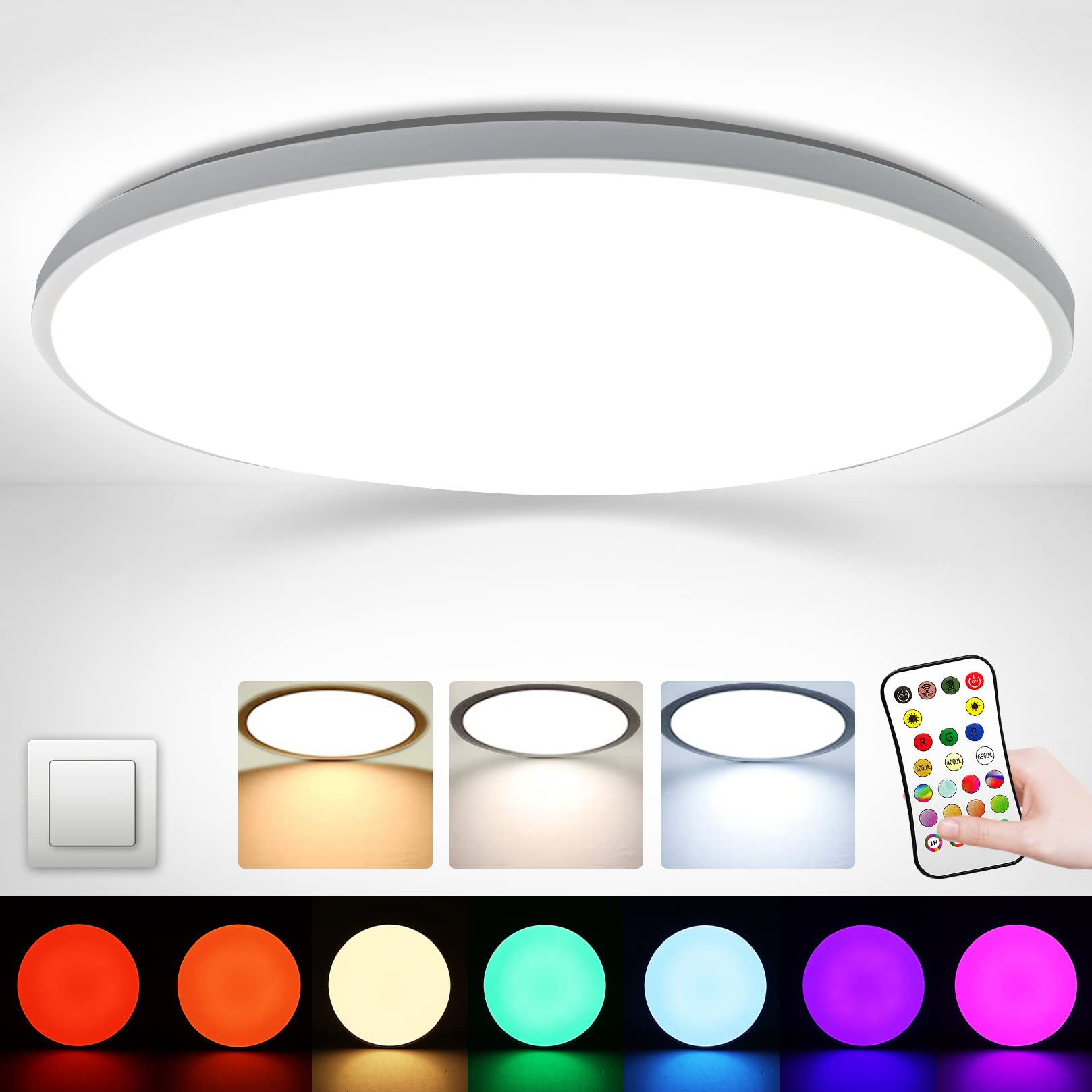 Remote control multi-color adjustable ceiling light