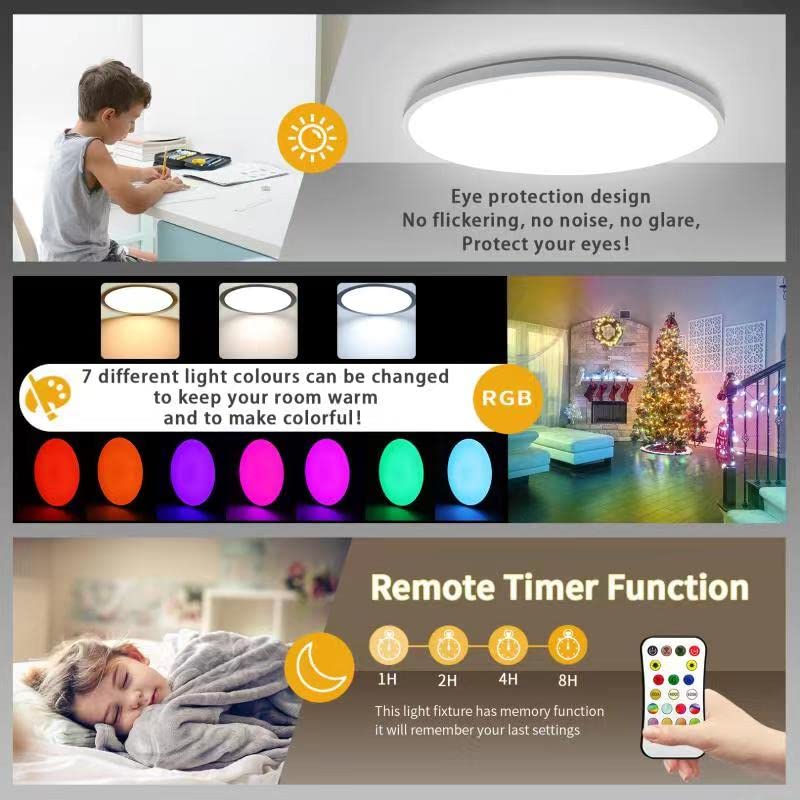 Remote control multi-color adjustable ceiling light