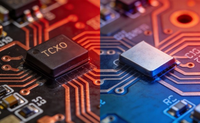 应用场景图：TCXO与热敏晶振对比示意图