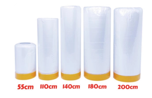 overspray 4.8X100meter Auto refinish pretaped Masking Film- o Residue 14 Day Blue Pre-taped Plastic Masking Film