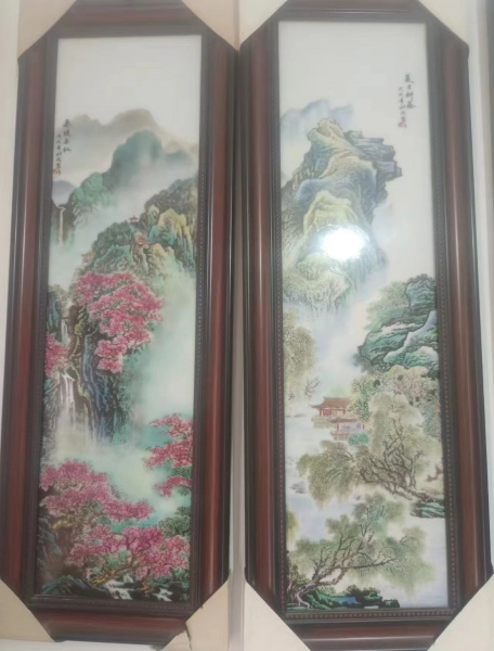 瓷板画  春夏秋冬四条屏