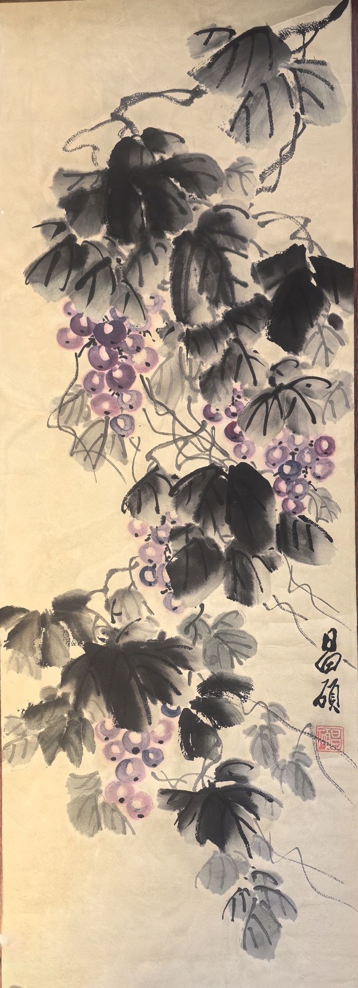 吴昌硕花鸟4条屏