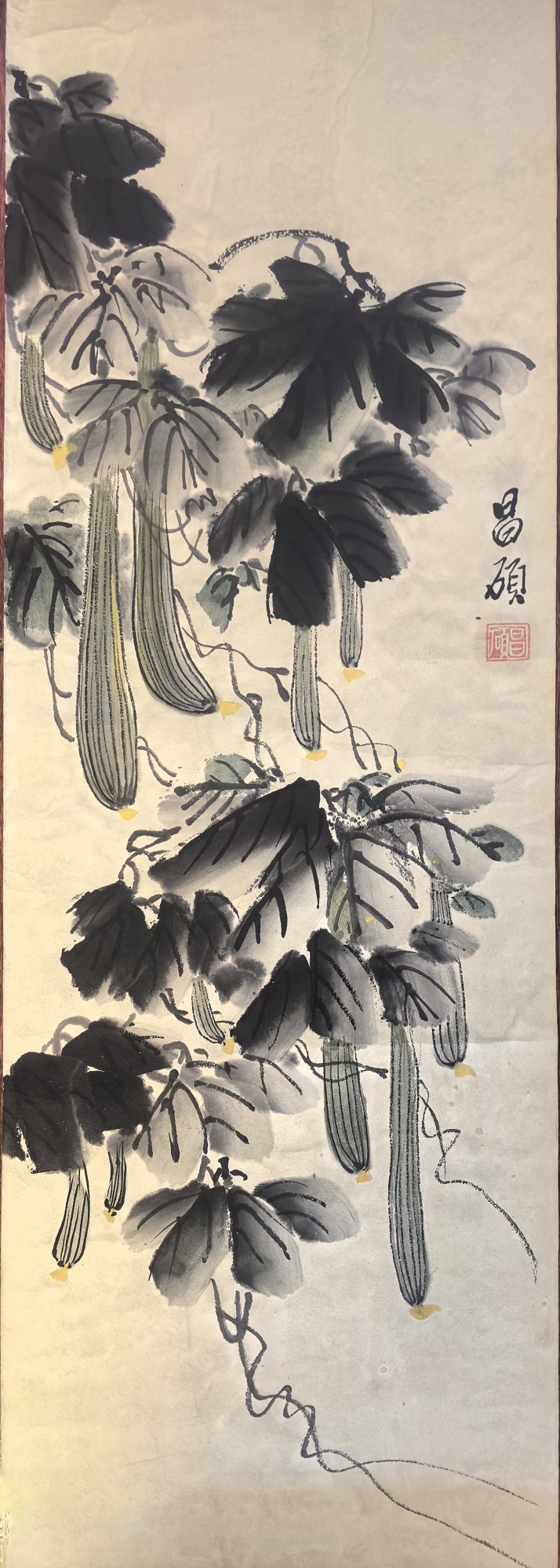 吴昌硕花鸟4条屏