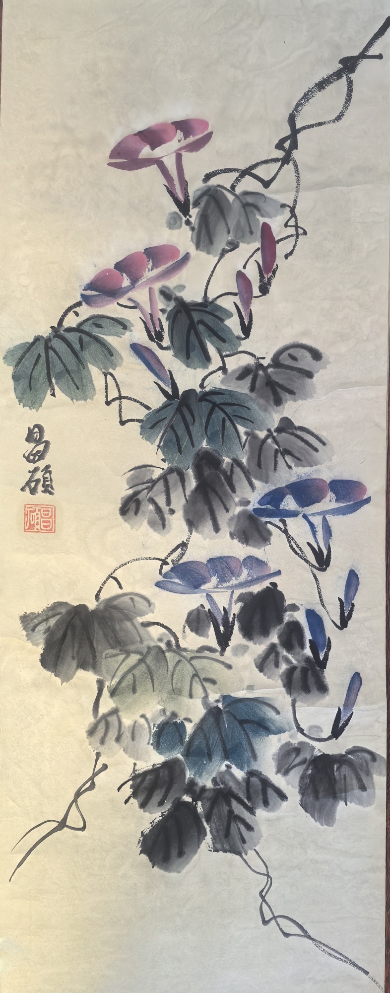 吴昌硕花鸟4条屏