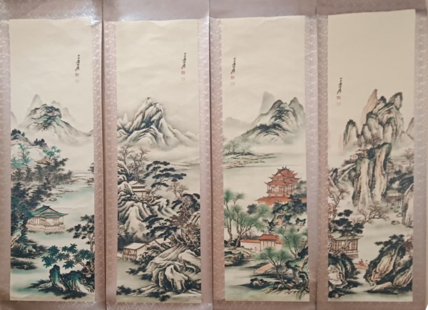 春夏秋冬山水四条屏