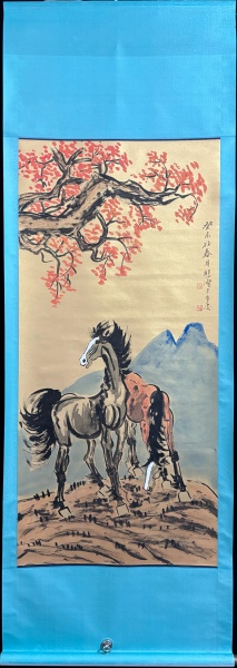 金箔双骏图