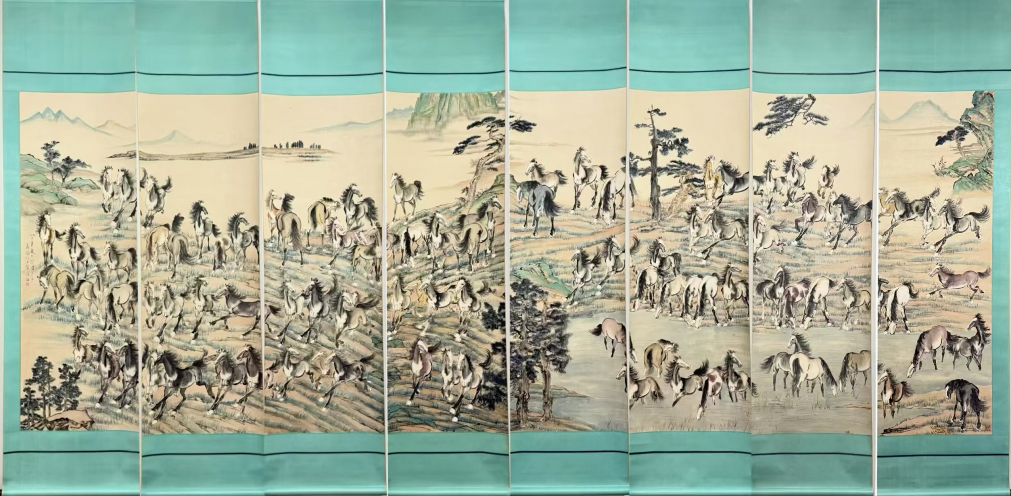 百骏图八条屏